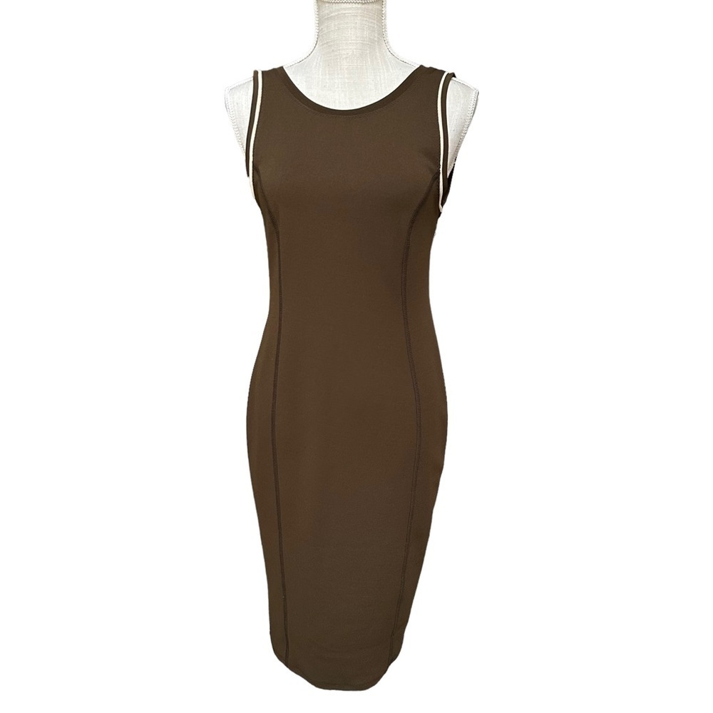 Zara Bodycon Sleeveless Midi Dress in Dark Olive Green Size:‎ M